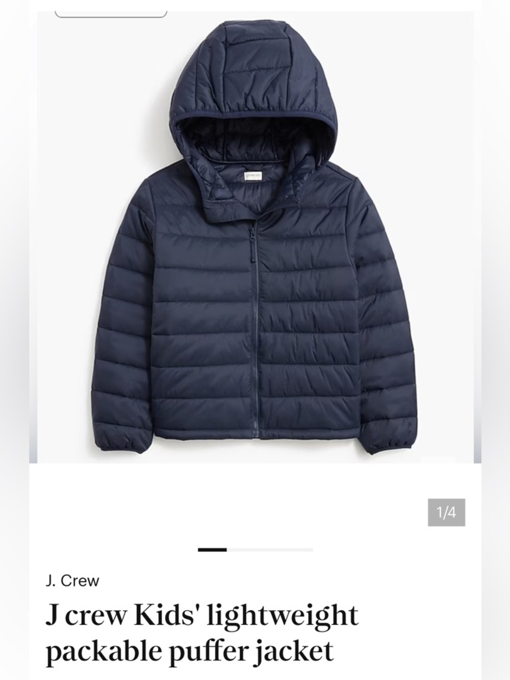 Crewcuts Navy Blue Puffer Jacket with Hood